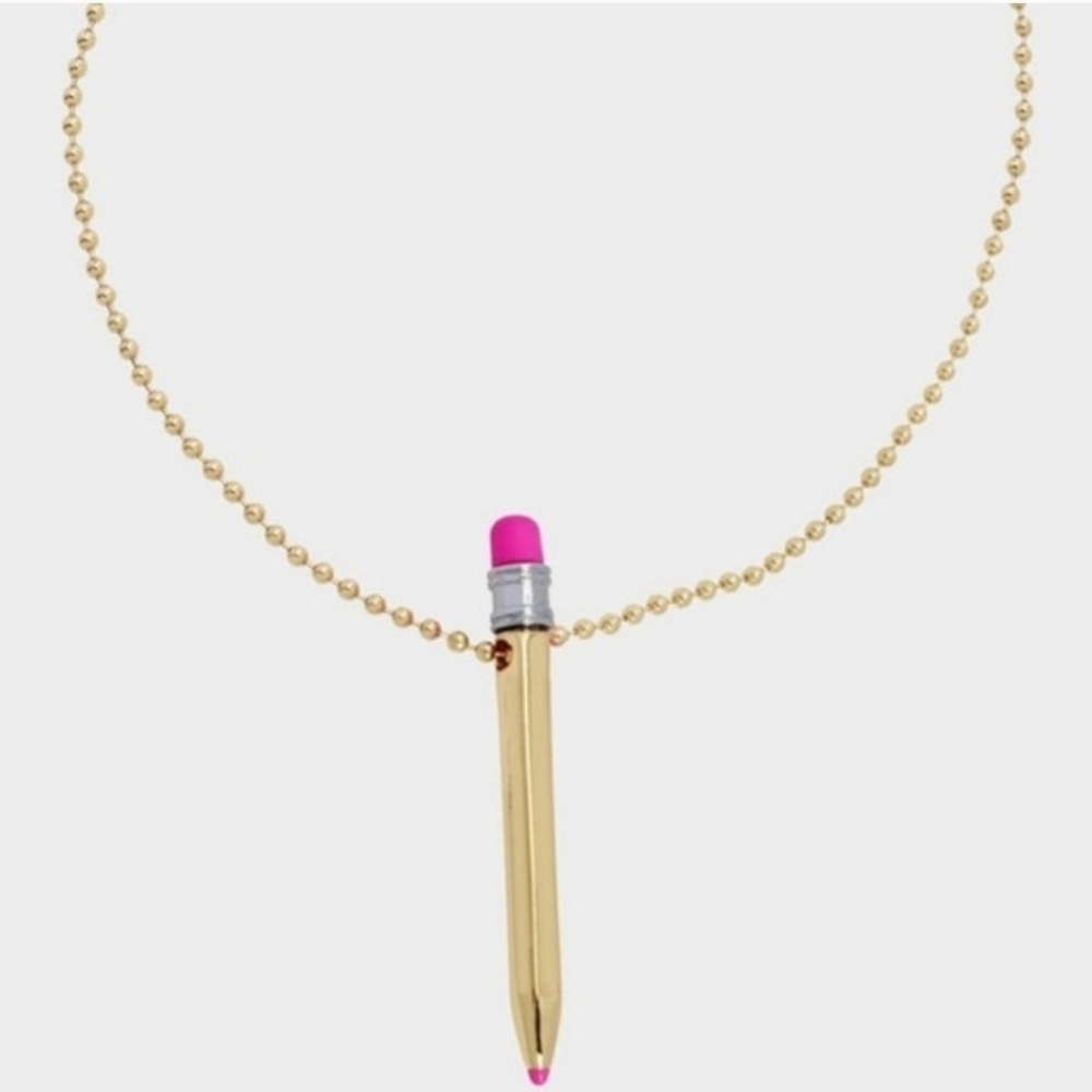 NWT BETSEY JOHNSON RETIRED/NECKLACE WITH GOLD PENCIL/ Great Gift Idea! - Picture 5 of 5
